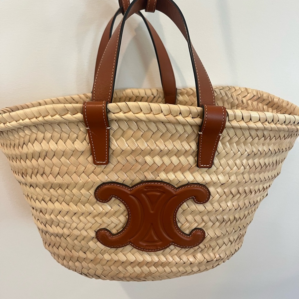 CELINE TEEN CLASSIC PANIER IN PALM LEAVES AND CALFSKIN - Picture 4 of 15